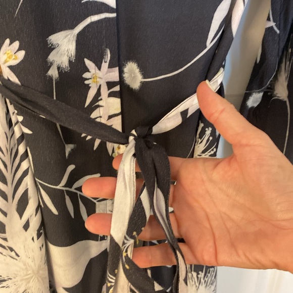 Anna Glover X HM Women's Navy Button Up Floral Shirt Mini Dress Boho - Picture 8 of 8